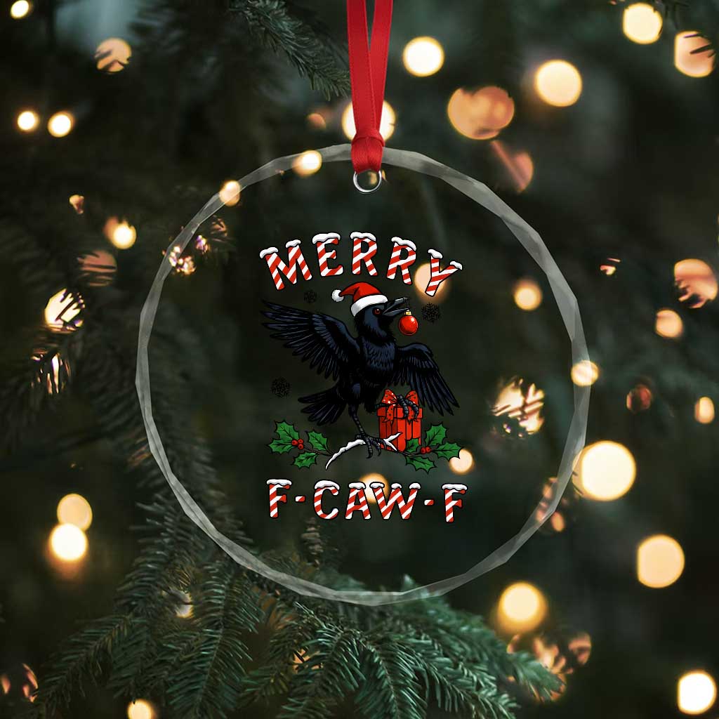 Merry F Caw F Raven Lover Crystal Glass Ornament Funny Holidays Gift TS12 Print Your Wear