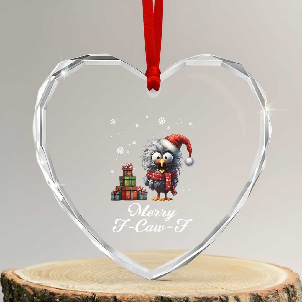 Merry F Caw F Raven Lover Heart Crystal Glass Ornament Funny Christmas Gift TS12 Transparent Glass 3'' Heart Print Your Wear