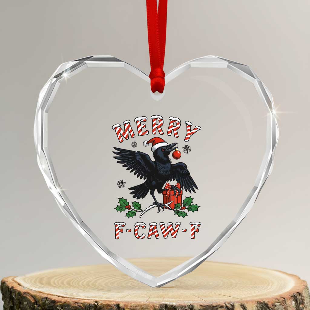 Merry F Caw F Raven Lover Heart Crystal Glass Ornament Funny Holidays Gift TS12 Transparent Glass 3'' Heart Print Your Wear