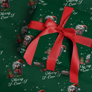 Merry F Caw F Raven Lover Wrapping Paper Roll Funny Christmas Gift TS12 Green Print Your Wear