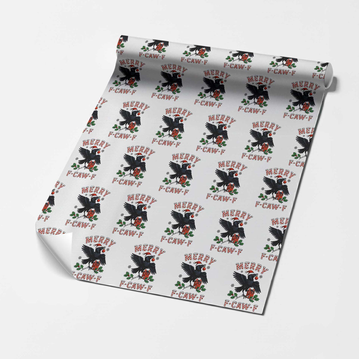 Merry F Caw F Raven Lover Wrapping Paper Roll Funny Holidays Gift TS12 White Print Your Wear