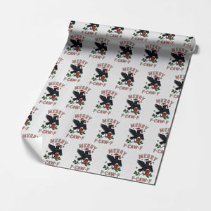 Merry F Caw F Raven Lover Wrapping Paper Roll Funny Holidays Gift TS12 White Print Your Wear