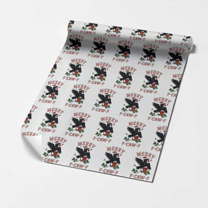 Merry F Caw F Raven Lover Wrapping Paper Roll Funny Holidays Gift TS12 White Print Your Wear
