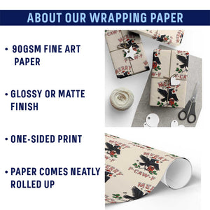 Merry F Caw F Raven Lover Wrapping Paper Roll Funny Holidays Gift TS12 Print Your Wear