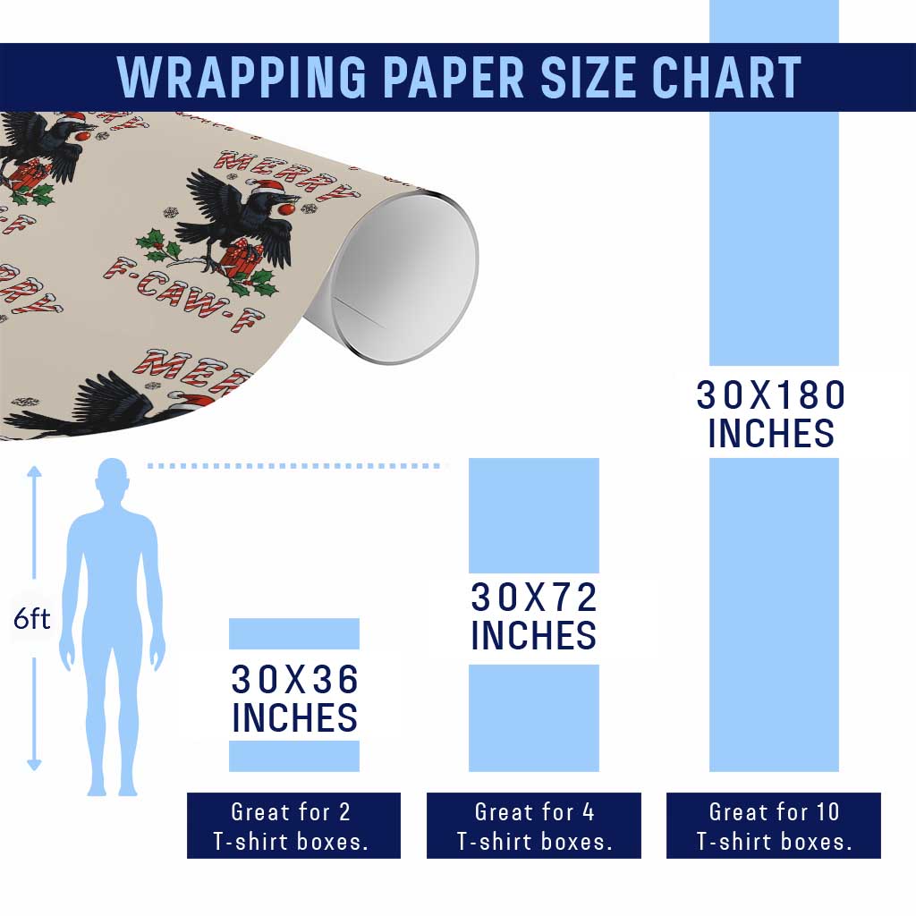 Merry F Caw F Raven Lover Wrapping Paper Roll Funny Holidays Gift TS12 Print Your Wear