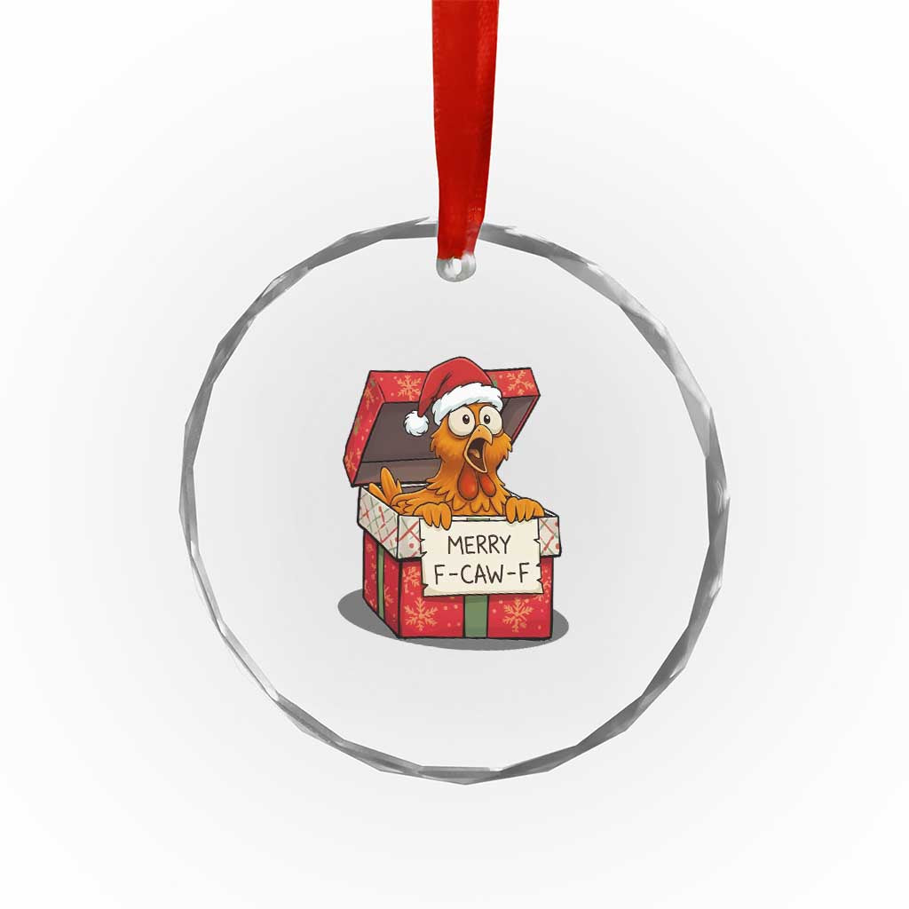 Merry F Caw F Santa Chicken Crystal Glass Ornament Funny Christmas Gift TS12 Print Your Wear