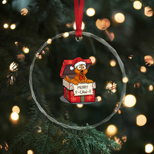 Merry F Caw F Santa Chicken Crystal Glass Ornament Funny Christmas Gift TS12 Print Your Wear