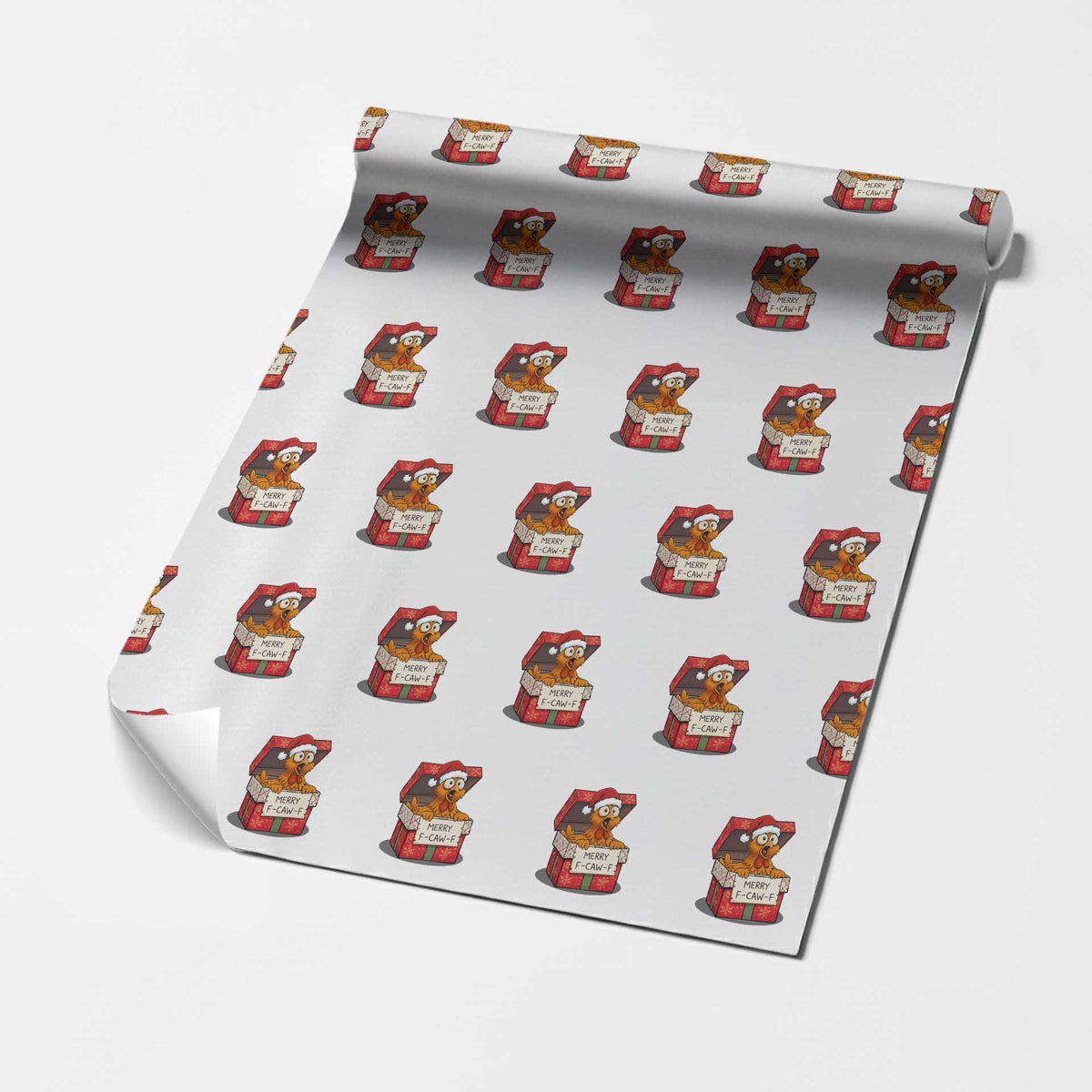 Merry F Caw F Santa Chicken Wrapping Paper Roll Funny Christmas Gift TS12 White Print Your Wear