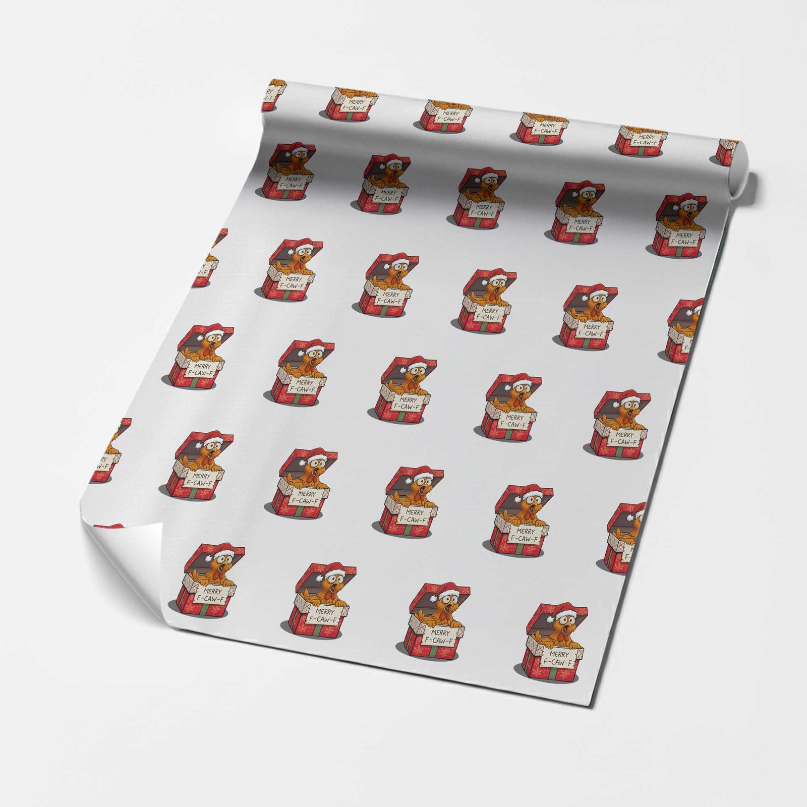Merry F Caw F Santa Chicken Wrapping Paper Roll Funny Christmas Gift TS12 White Print Your Wear