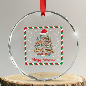 Merry Fishmas Crystal Glass Ornament Funny Xmas Fishing Lover Gift TS12 Transparent Glass 3'' Circle Print Your Wear