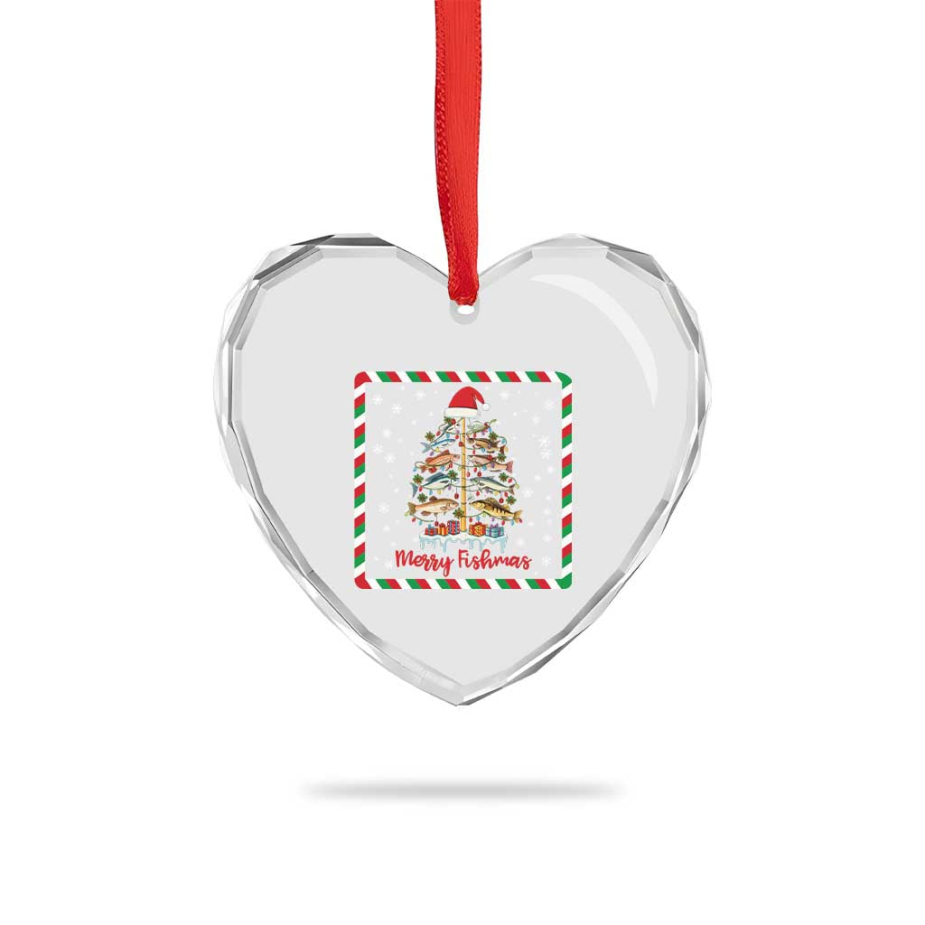 Merry Fishmas Heart Crystal Glass Ornament Funny Xmas Fishing Lover Gift TS12 Print Your Wear