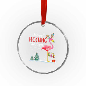Merry Flocking Xmas Pink Flamingo Crystal Glass Ornament TS09 Print Your Wear