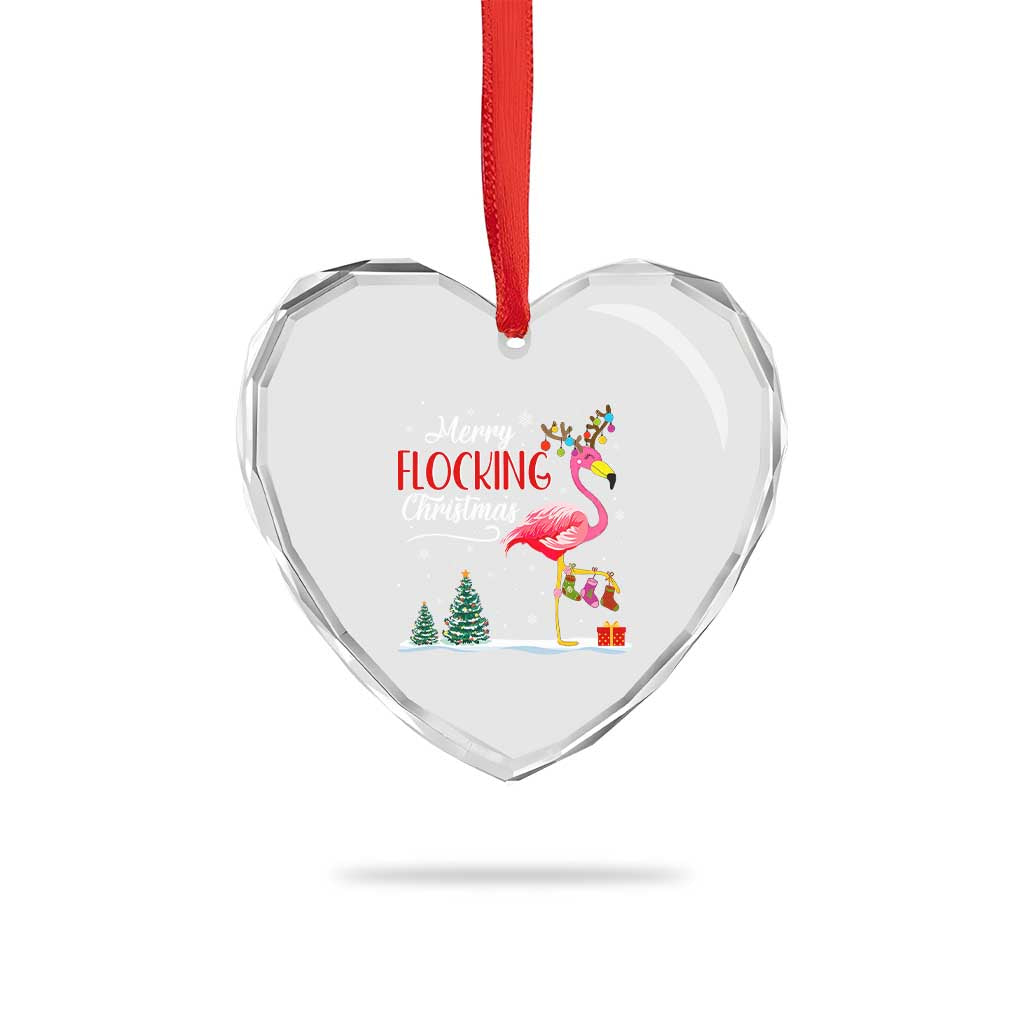Merry Flocking Xmas Pink Flamingo Heart Crystal Glass Ornament TS09 Print Your Wear