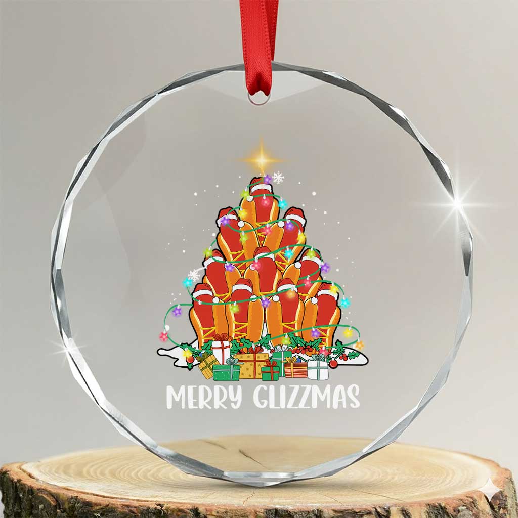 Merry Glizzmas Crystal Glass Ornament Funny Hotdog Christmas Tree TS02 Transparent Glass 3'' Circle Print Your Wear