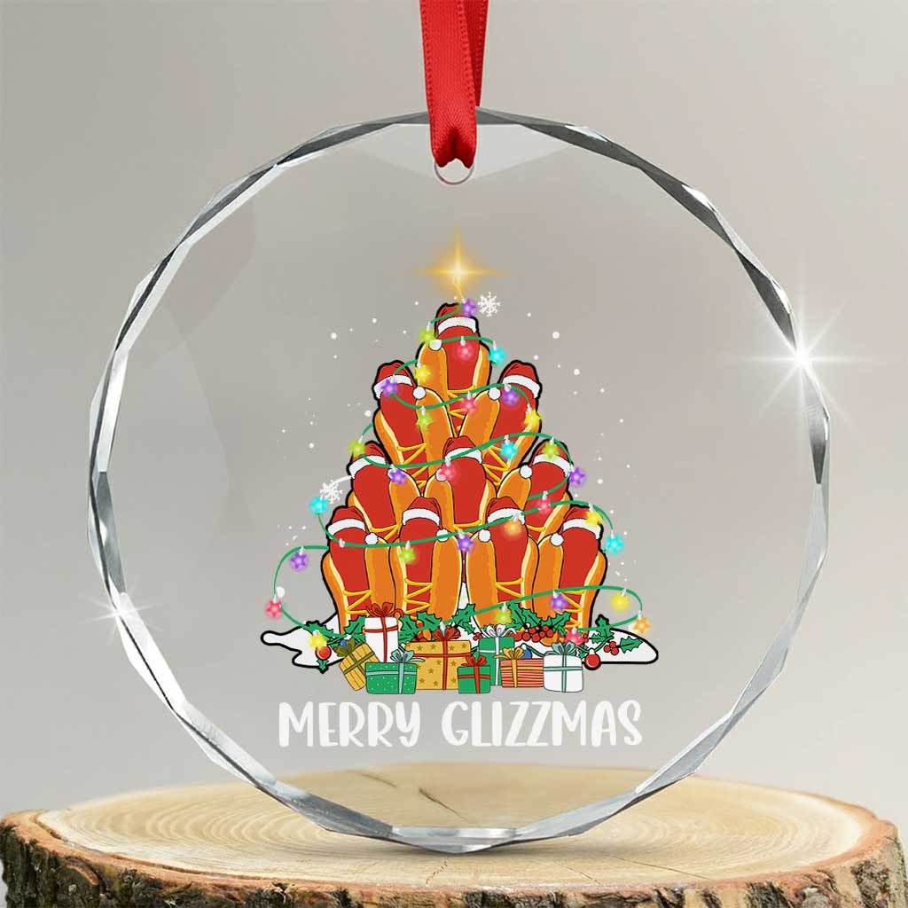 Merry Glizzmas Crystal Glass Ornament Funny Hotdog Christmas Tree TS02 Transparent Glass 3'' Circle Print Your Wear