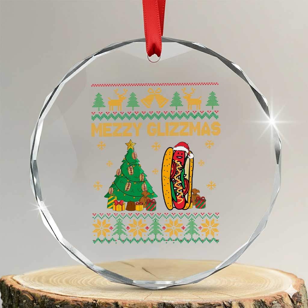 Merry Glizzmas Crystal Glass Ornament Funny Hotdog Xmas Tree Hot Ugly Christmas TS02 Transparent Glass 3'' Circle Print Your Wear