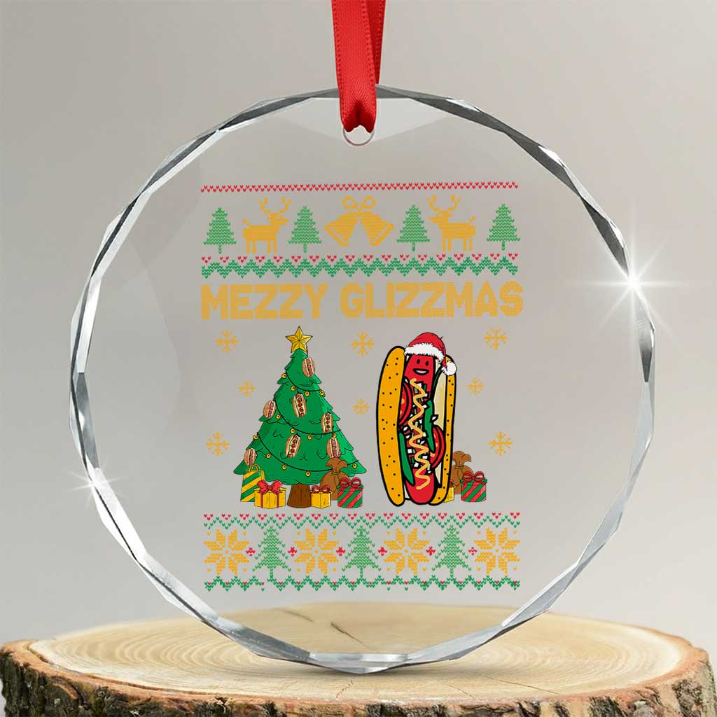 Merry Glizzmas Crystal Glass Ornament Funny Hotdog Xmas Tree Hot Ugly Christmas TS02 Transparent Glass 3'' Circle Print Your Wear