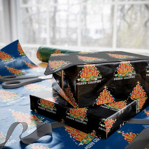 Merry Glizzmas Wrapping Paper Roll Funny Hotdog Christmas Tree TS02 Black Print Your Wear
