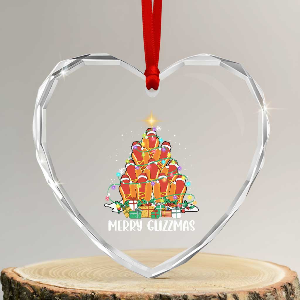 Merry Glizzmas Heart Crystal Glass Ornament Funny Hotdog Christmas Tree TS02 Transparent Glass 3'' Heart Print Your Wear