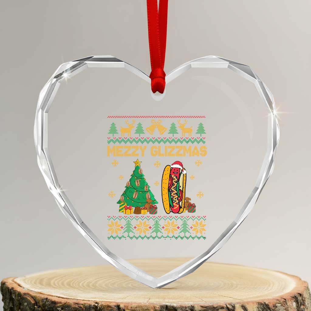 Merry Glizzmas Heart Crystal Glass Ornament Funny Hotdog Xmas Tree Hot Ugly Christmas TS02 Transparent Glass 3'' Heart Print Your Wear
