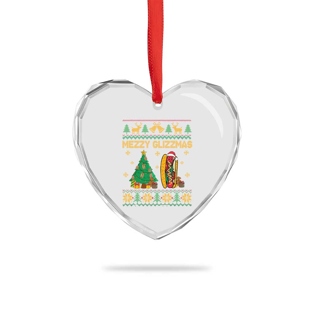 Merry Glizzmas Heart Crystal Glass Ornament Funny Hotdog Xmas Tree Hot Ugly Christmas TS02 Print Your Wear