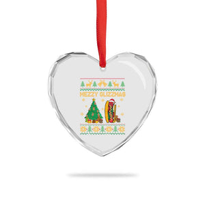 Merry Glizzmas Heart Crystal Glass Ornament Funny Hotdog Xmas Tree Hot Ugly Christmas TS02 Print Your Wear
