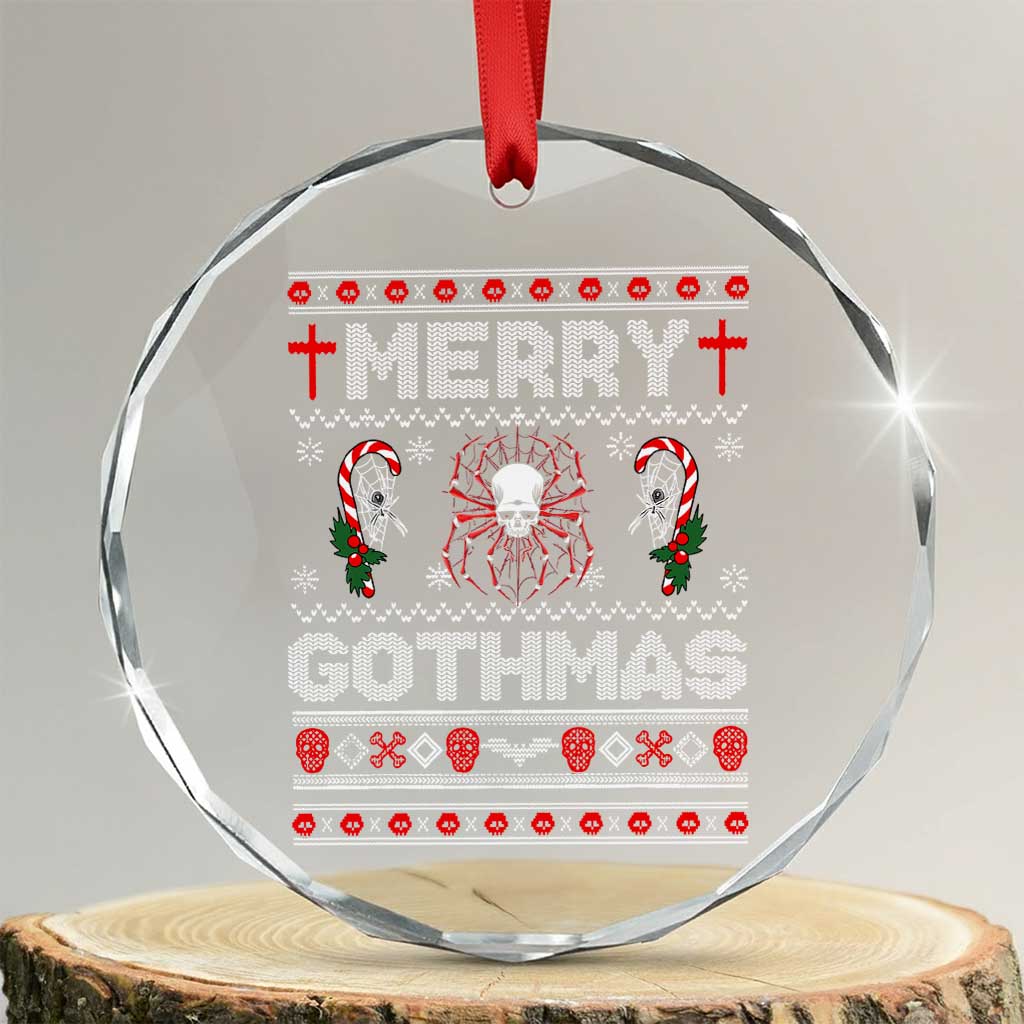 Merry Gothmas Goth Xmas Spider Skulls Crystal Glass Ornament TS09 Transparent Glass 3'' Circle Print Your Wear