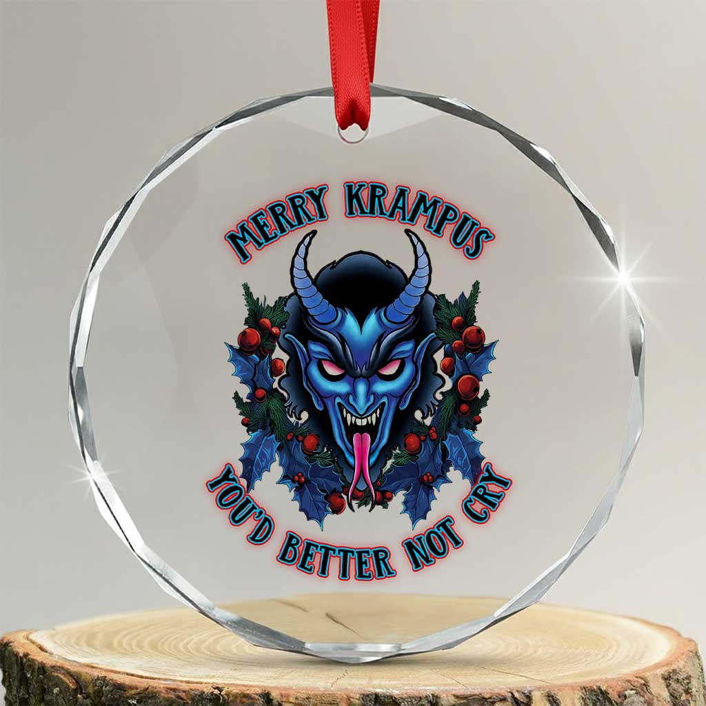 Merry Krampus Crystal Glass Ornament You'd Better Not Cry Horor Xmas TS09 Transparent Glass 3'' Circle Print Your Wear