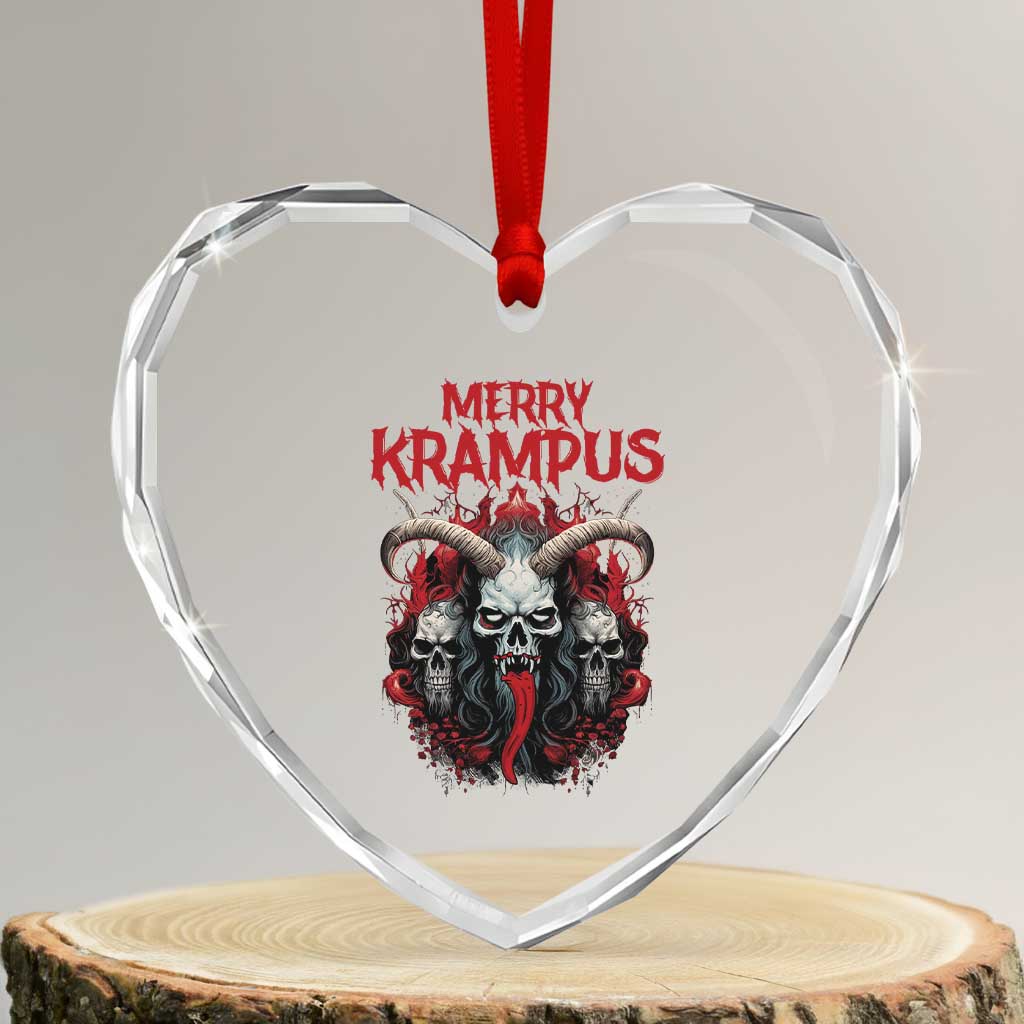 Merry Krampus Heart Crystal Glass Ornament Horor Xmas Evil TS09 Transparent Glass 3'' Heart Print Your Wear