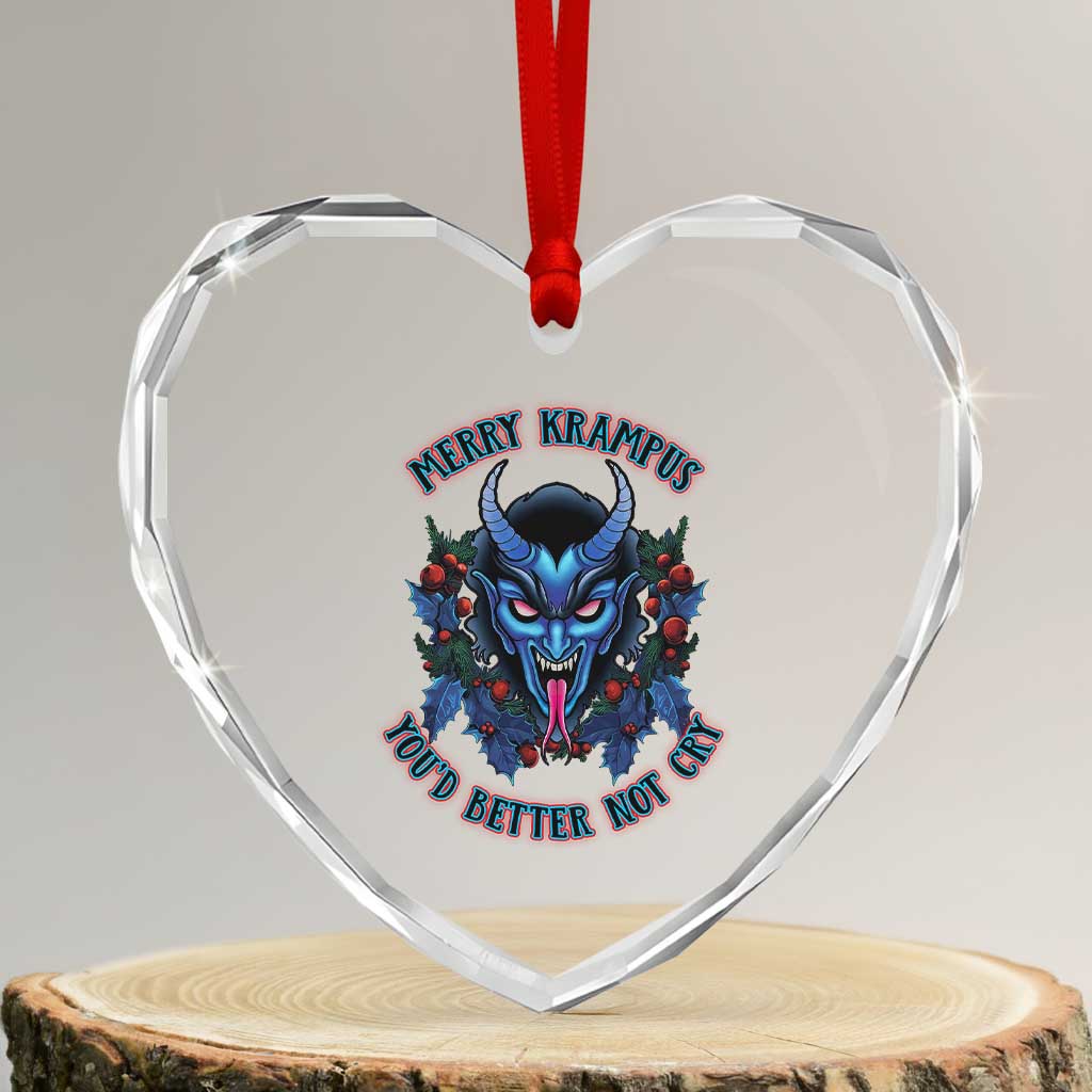 Merry Krampus Heart Crystal Glass Ornament You'd Better Not Cry Horor Xmas TS09 Transparent Glass 3'' Heart Print Your Wear