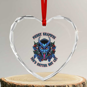 Merry Krampus Heart Crystal Glass Ornament You'd Better Not Cry Horor Xmas TS09 Transparent Glass 3'' Heart Print Your Wear