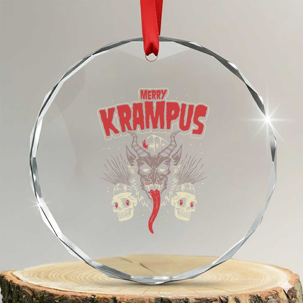 Merry Krampus Xmas Crystal Glass Ornament Naughty Xmas Psychobilly Horror TS02 Transparent Glass 3'' Circle Print Your Wear
