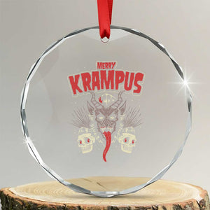 Merry Krampus Xmas Crystal Glass Ornament Naughty Xmas Psychobilly Horror TS02 Transparent Glass 3'' Circle Print Your Wear