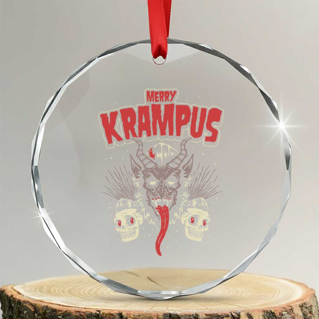 Merry Krampus Xmas Crystal Glass Ornament Naughty Xmas Psychobilly Horror TS02 Transparent Glass 3'' Circle Print Your Wear