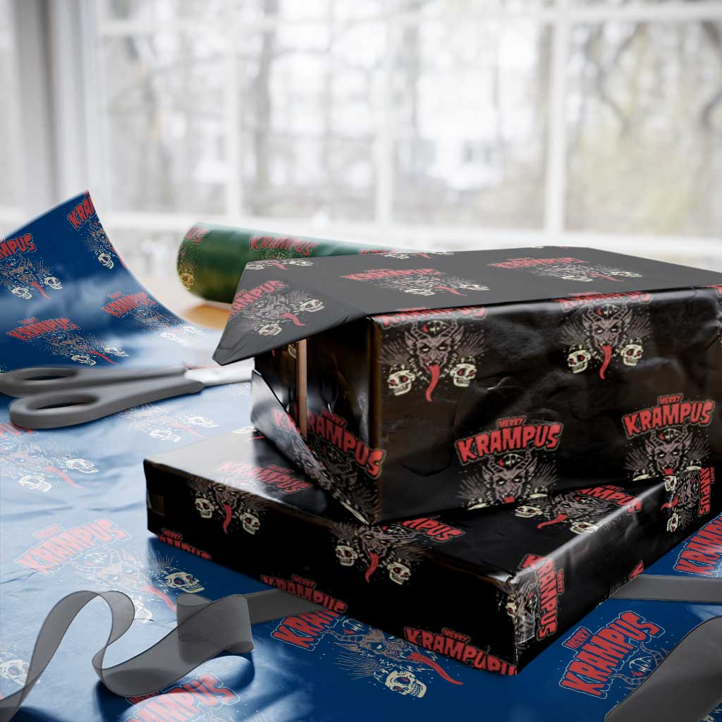 Merry Krampus Xmas Wrapping Paper Roll Naughty Psychobilly Horror TS02 Black Print Your Wear