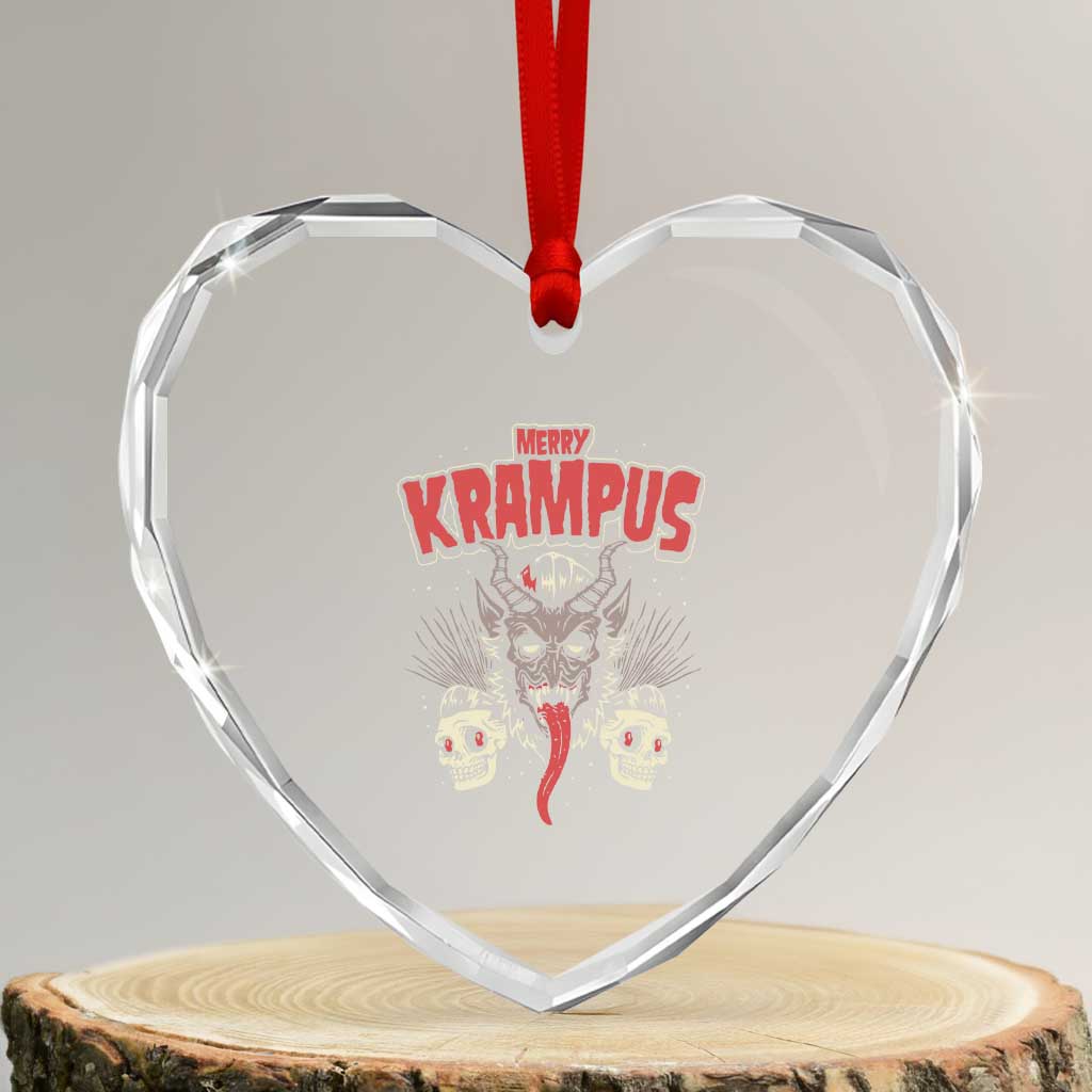 Merry Krampus Xmas Heart Crystal Glass Ornament Naughty Xmas Psychobilly Horror TS02 Transparent Glass 3'' Heart Print Your Wear