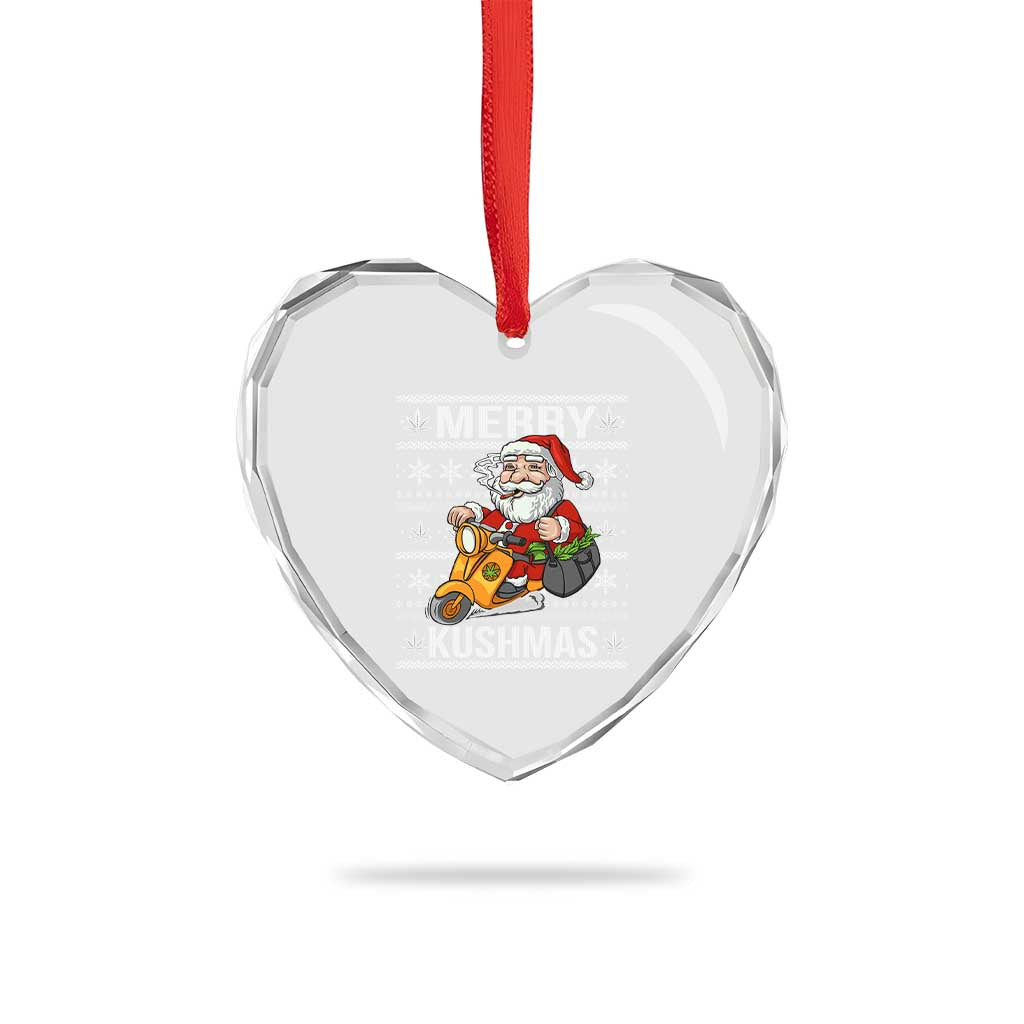 Merry Kushmas Heart Crystal Glass Ornament Ugly Santa Smoking Cannabis Weed 420 Xmas TS09 Print Your Wear