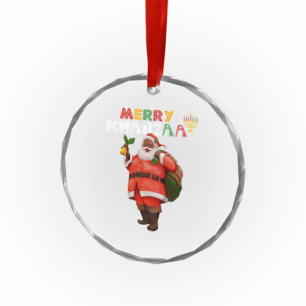 Merry Kwanzaa African American Xmas Santa Crystal Glass Ornament TS09 Print Your Wear