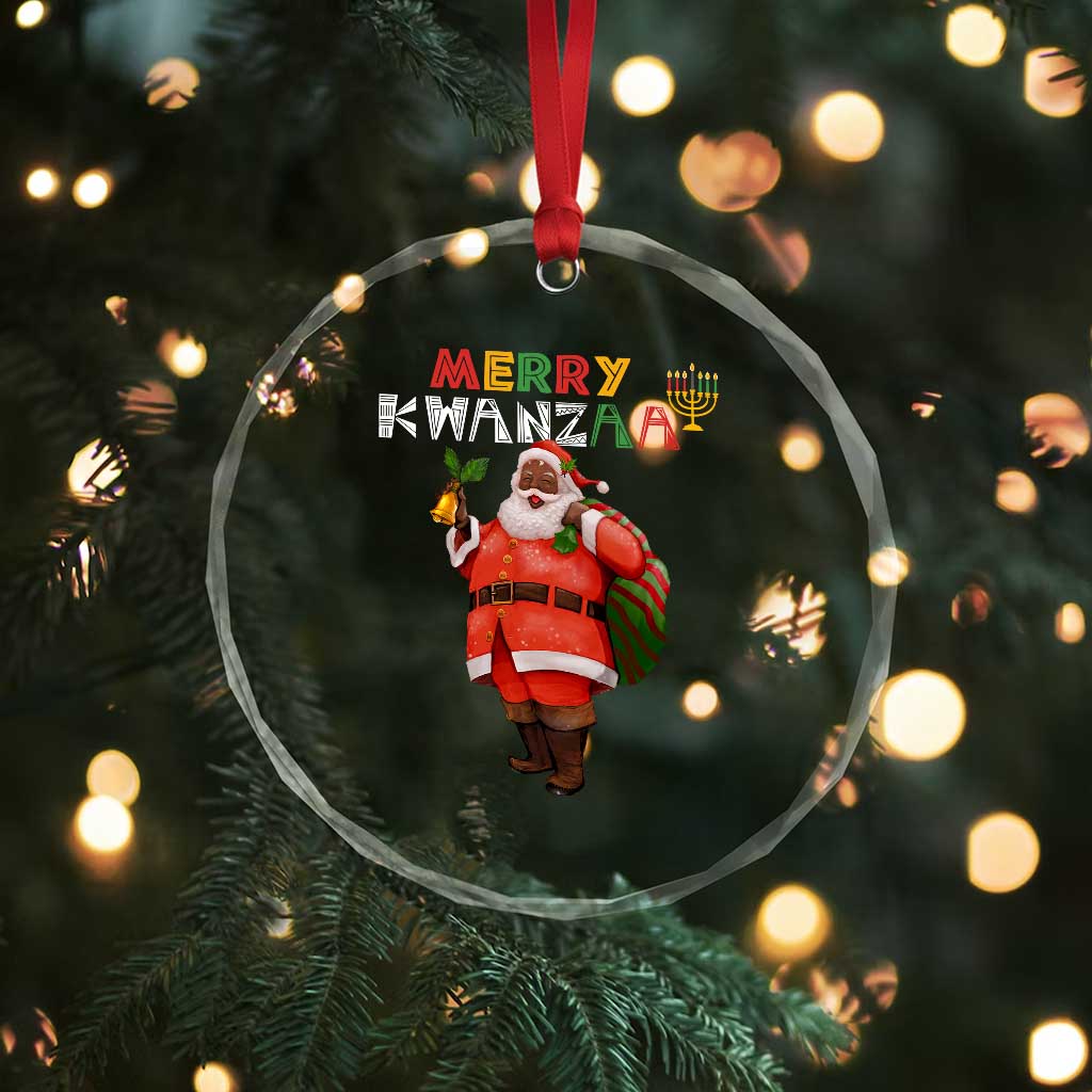 Merry Kwanzaa African American Xmas Santa Crystal Glass Ornament TS09 Print Your Wear
