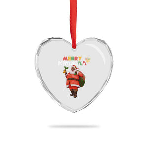 Merry Kwanzaa African American Xmas Santa Heart Crystal Glass Ornament TS09 Print Your Wear