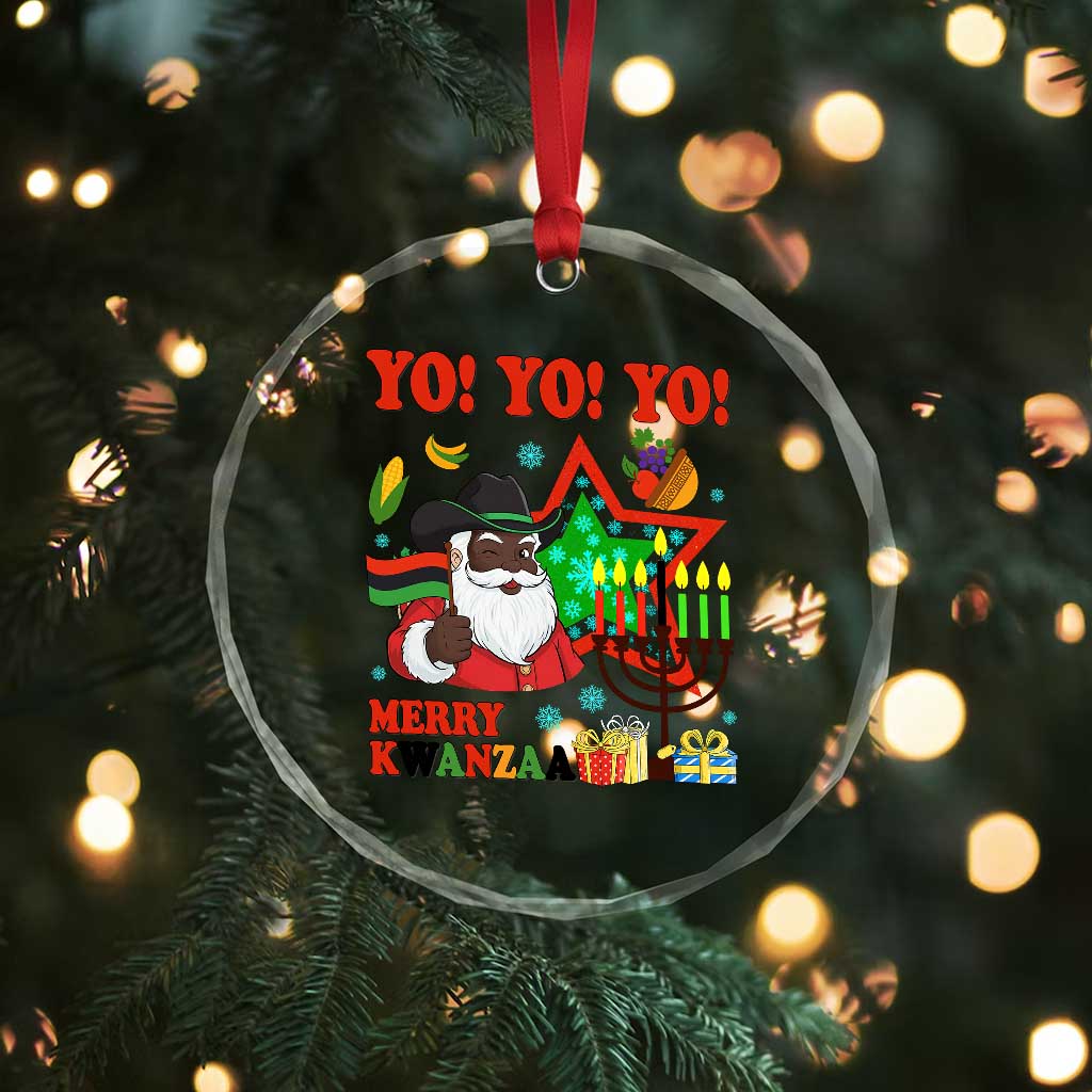 Merry Kwanzaa Black Santa Cowboy Crystal Glass Ornament African Heritage Celebration Gift TS12 Print Your Wear