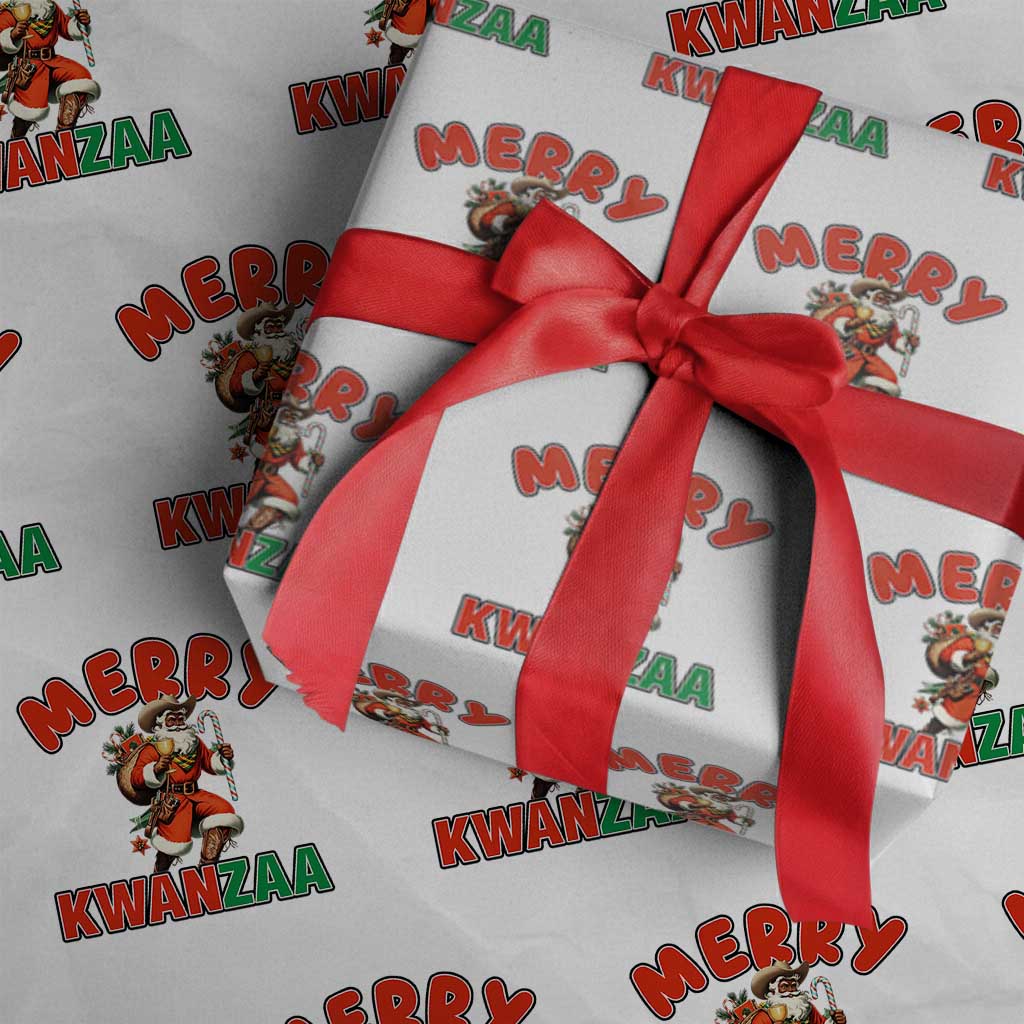 Merry Kwanzaa Cowboy Black Santa Wrapping Paper Roll African American Christmas Gift - Print Your Wear