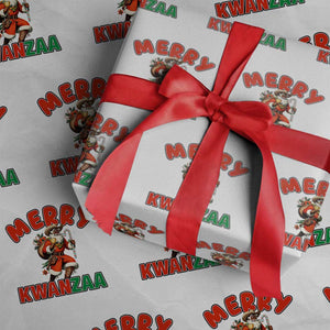 Merry Kwanzaa Cowboy Black Santa Wrapping Paper Roll African American Christmas Gift - Print Your Wear