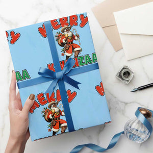 Merry Kwanzaa Cowboy Black Santa Wrapping Paper Roll African American Christmas Gift TS12 Light Blue Print Your Wear
