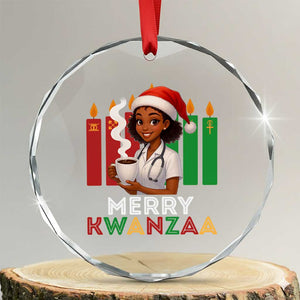 Merry Kwanzaa Crystal Glass Ornament Nurse African American Holiday Celebration Gift TS12 Transparent Glass 3'' Circle Print Your Wear