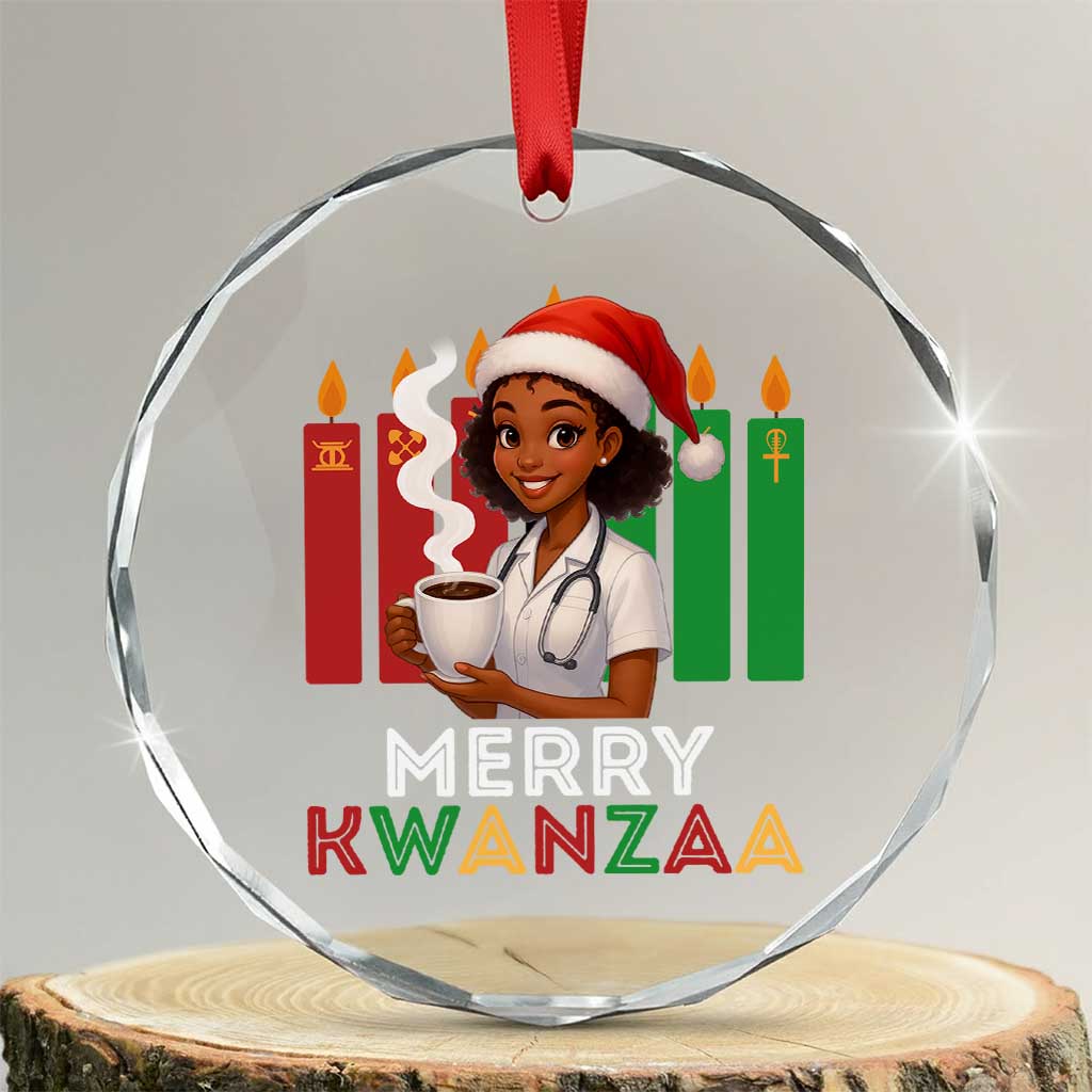 Merry Kwanzaa Crystal Glass Ornament Nurse African American Holiday Celebration Gift - Print Your Wear
