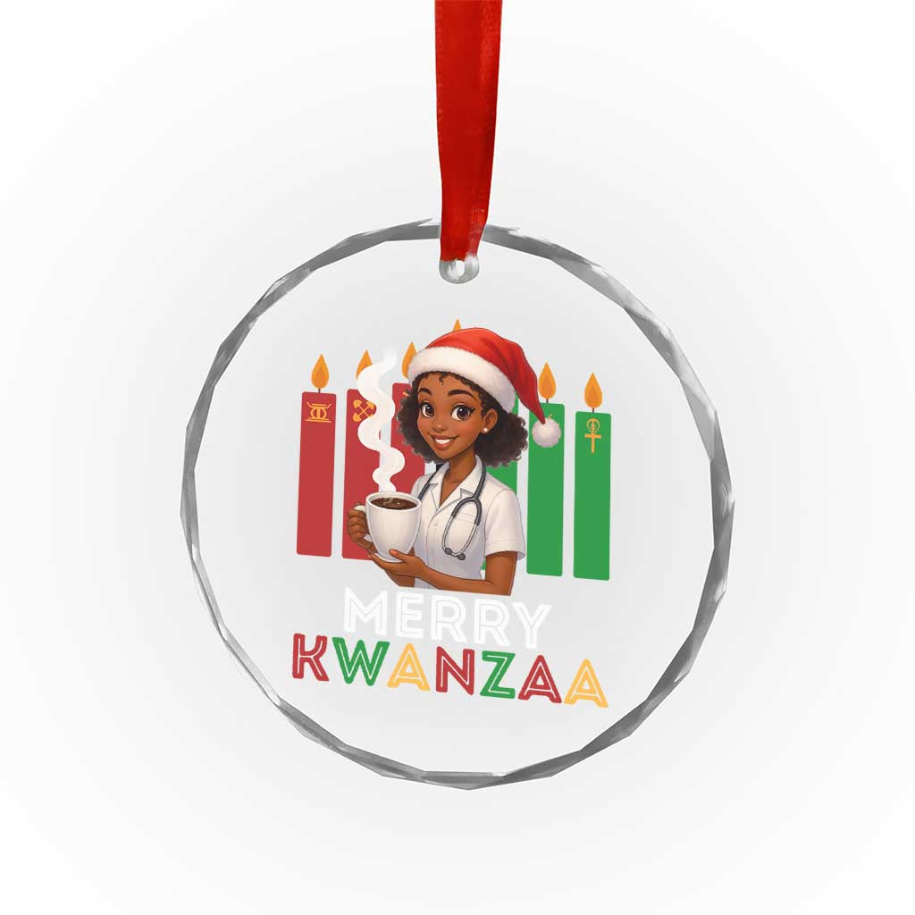 Merry Kwanzaa Crystal Glass Ornament Nurse African American Holiday Celebration Gift - Print Your Wear