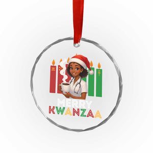 Merry Kwanzaa Crystal Glass Ornament Nurse African American Holiday Celebration Gift - Print Your Wear