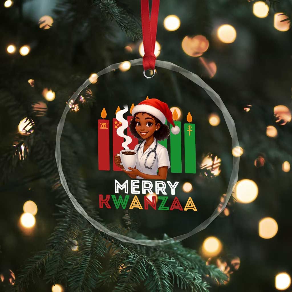Merry Kwanzaa Crystal Glass Ornament Nurse African American Holiday Celebration Gift TS12 Print Your Wear