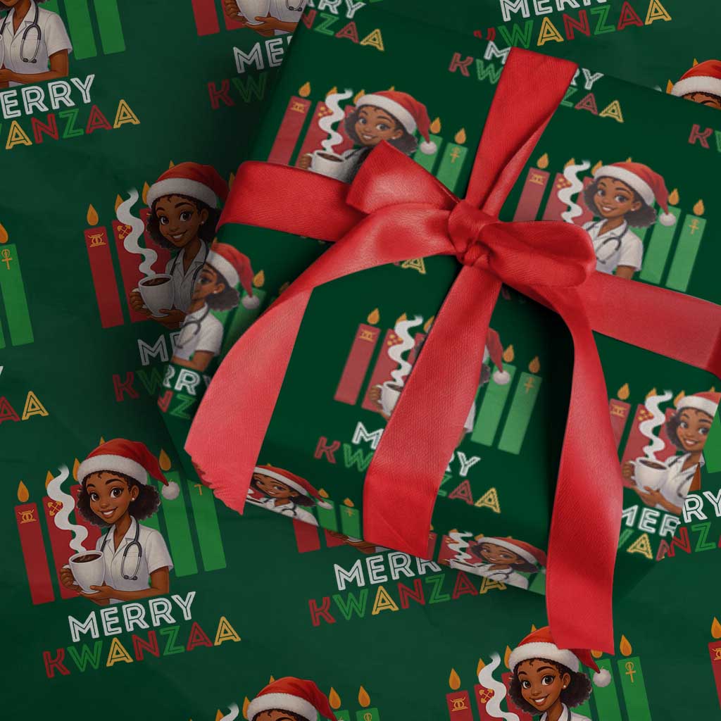 Merry Kwanzaa Wrapping Paper Roll Nurse African American Holiday Celebration Gift - Print Your Wear